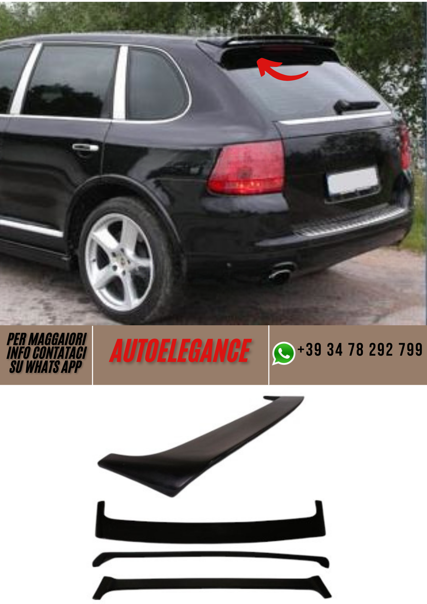 ❤️Tappo spoiler per PORSCHE Cayenne Mk I 955 957 2003-2011❤️