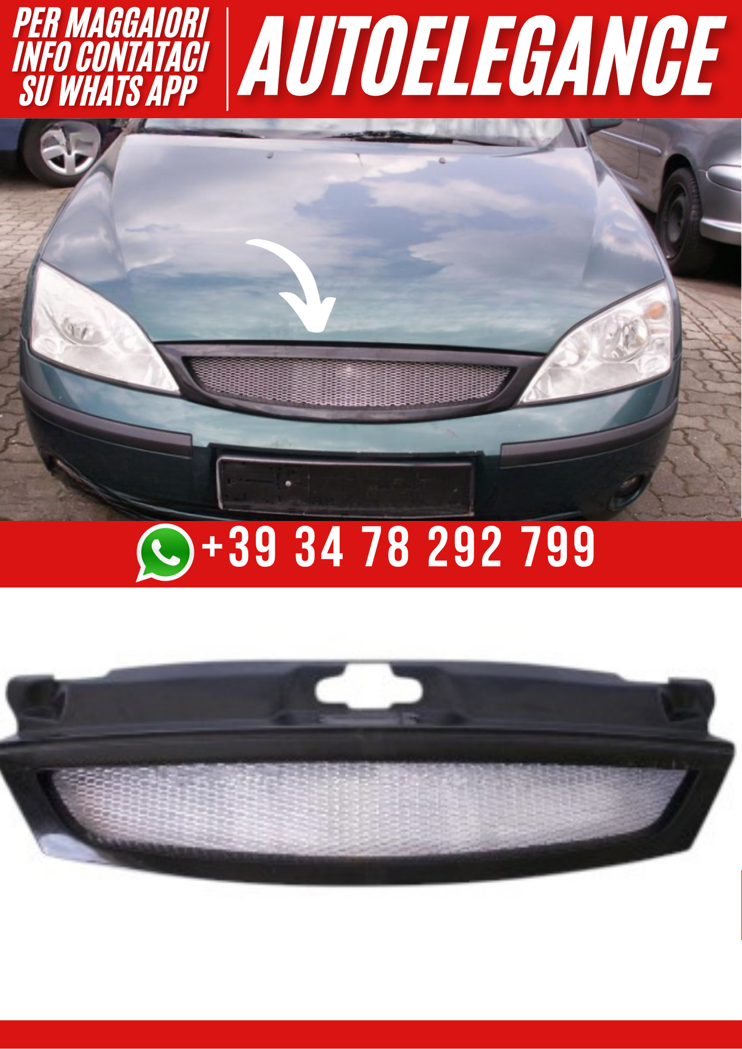 ❤️Griglia Anteriore Sportiva Compatibile con FORD MONDEO 2000–2004 ❤️