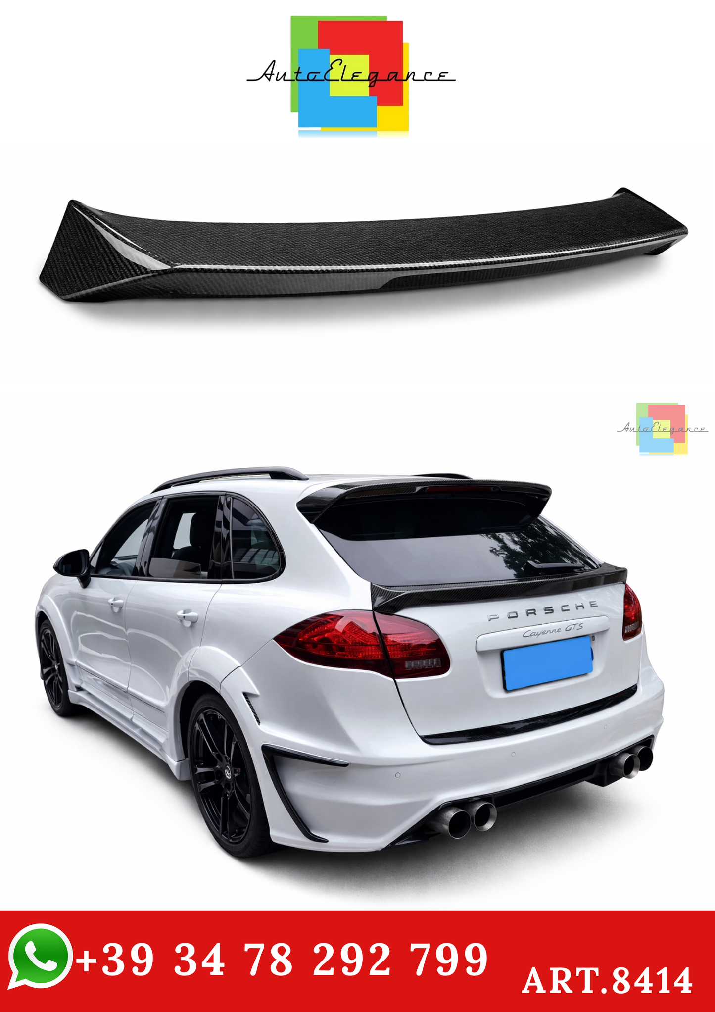 💫ART.8414 Spoiler Posteriore Carbon Look per Porsche Cayenne 958 2011-2014💫