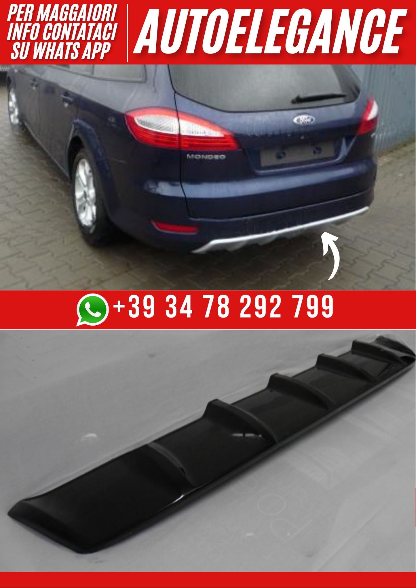 ❤️ Diffusore Posteriore Compatibile con FORD Mondeo MK4 Kombi 2007–2010❤️