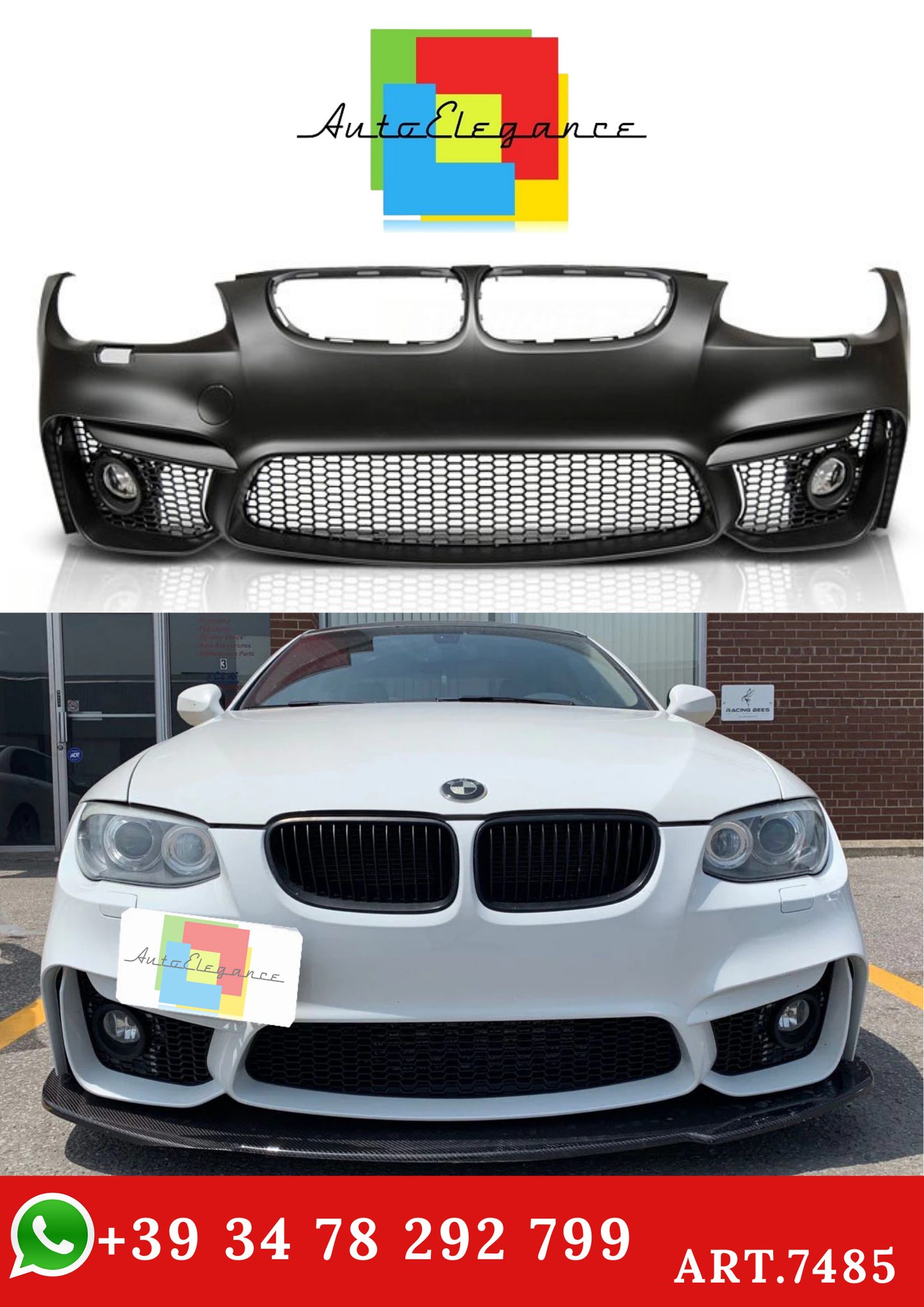 💫ART.7485 Paraurti Anteriore Look M4 per BMW Serie 3 E92 / E93 10-13 LCI💫