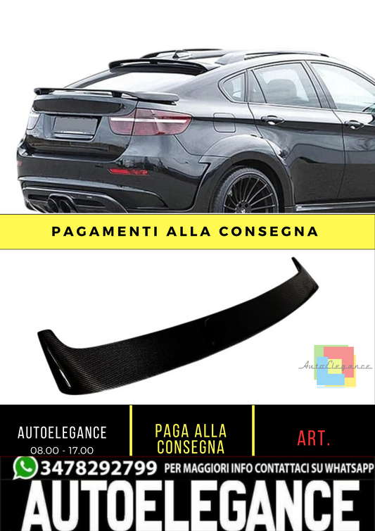 💕 Spoiler Tetto Posteriore Nero Lucido BMW X6 E71 X6M 2008–2015 Roof Wing 💕