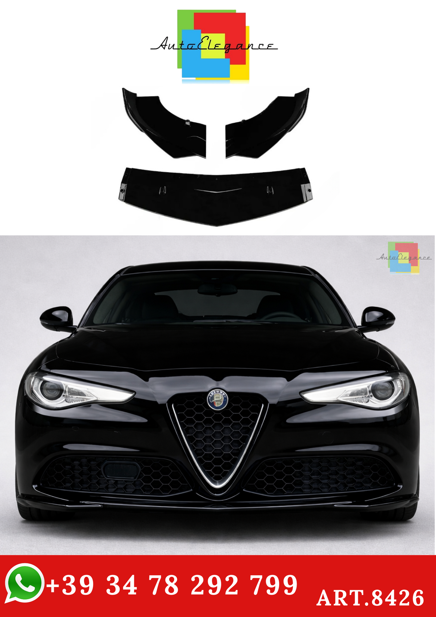 💫ART.8426 Splitter Anteriori per Alfa Romeo Giulia 952 Standard 2015-2022💫