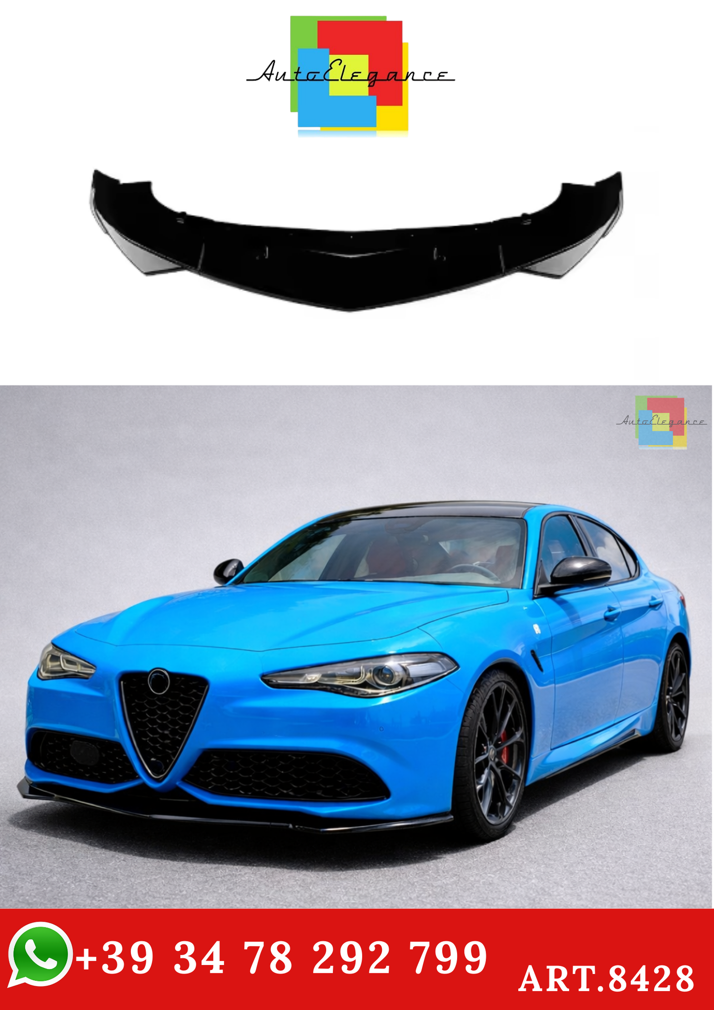 💫ART.8428 Splitter Anteriore Stile Sportivo per Alfa Romeo Giulia 952 2015-2025💫