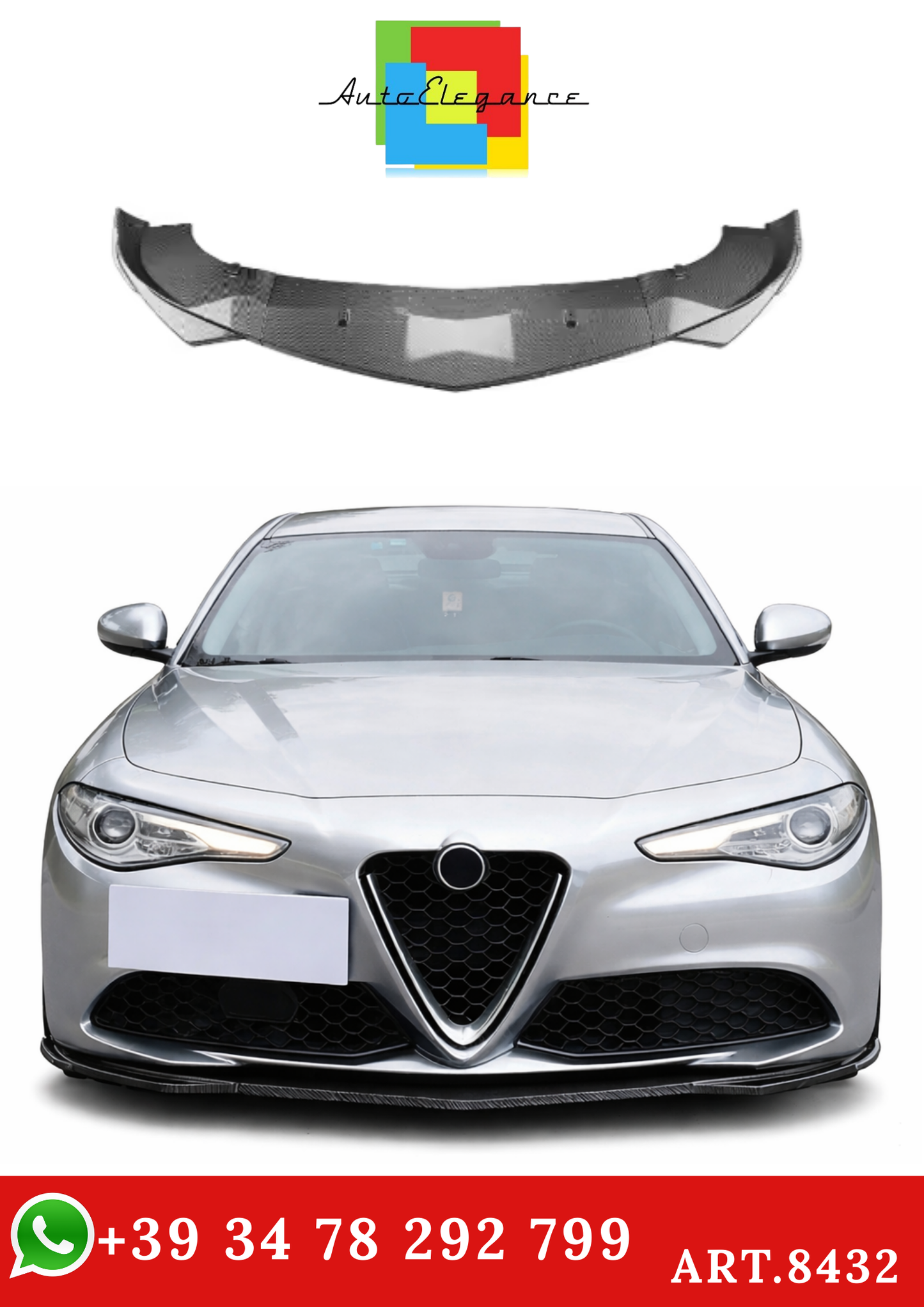 💫ART.8432 Splitter Stile Sportivo In Carbonio per Alfa Romeo Giulia 952 2015-2019💫