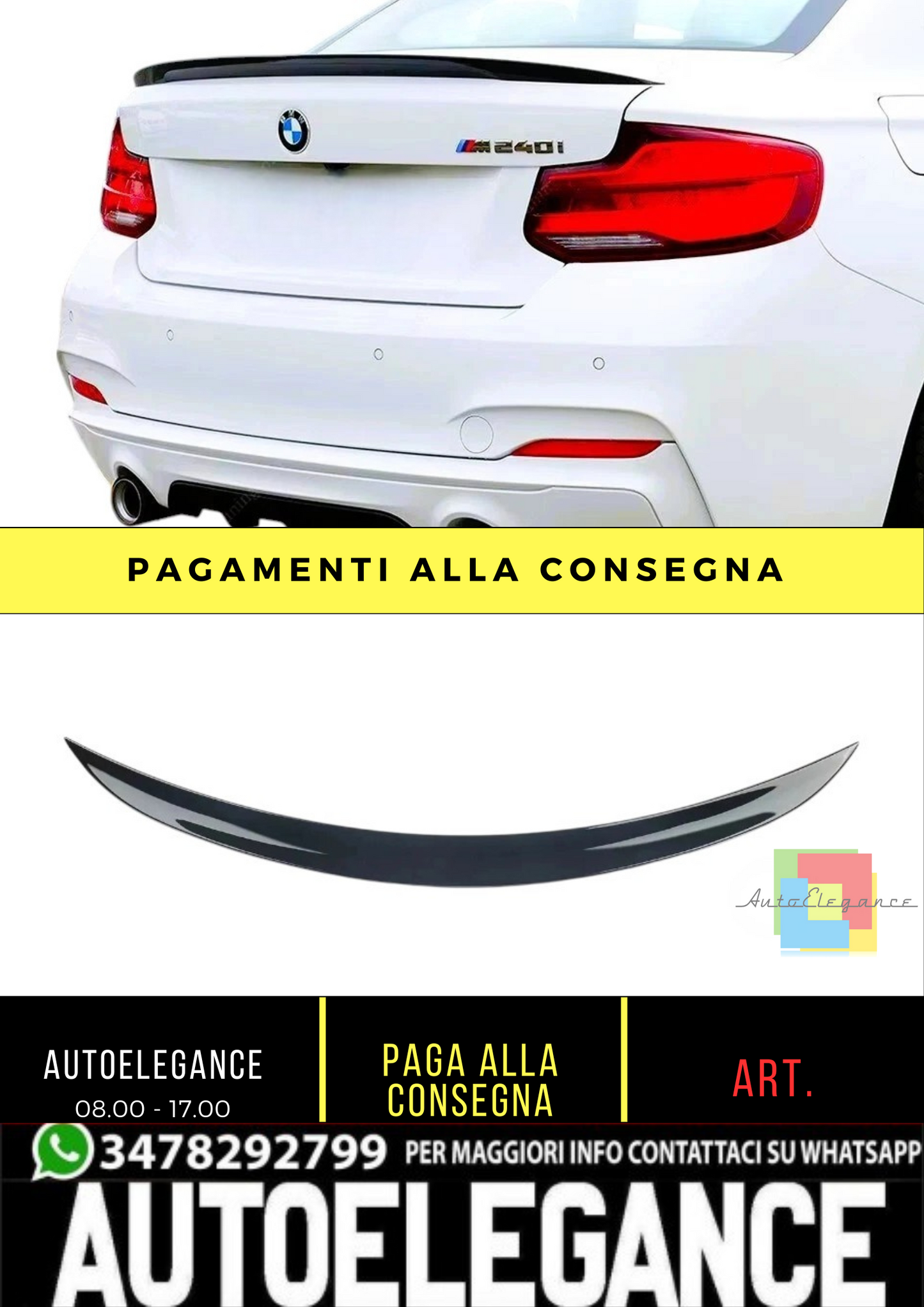 💕 Spoiler Posteriore P Style Nero Lucido BMW Serie 2 F22 Coupé 2013–2021 💕
