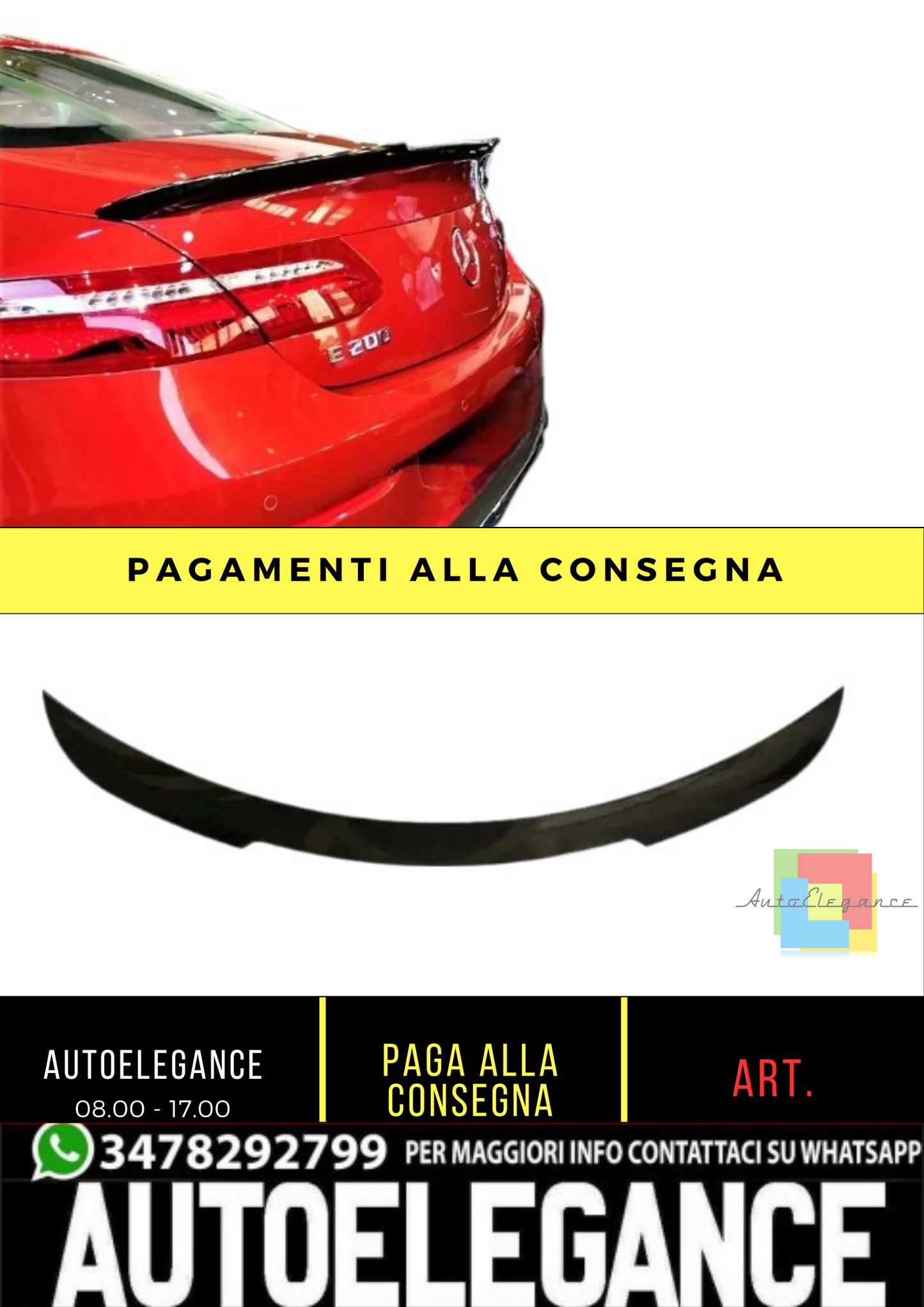 💕 Spoiler Posteriore Nero Lucido Mercedes E Coupé C238 W213 2016–2023 💕