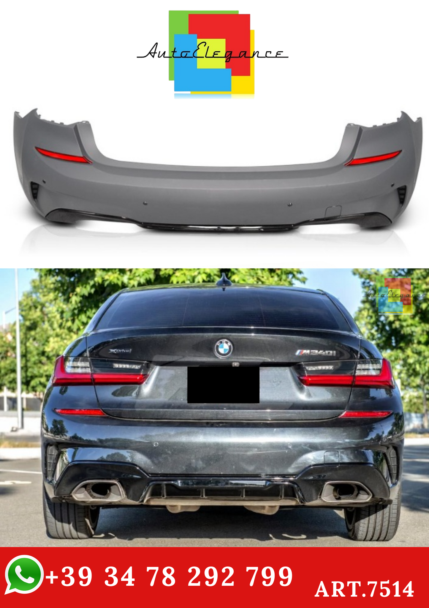 💫ART.7514 Paraurti Posteriore Stile PERFORMANCE per BMW G20 2019-2022💫
