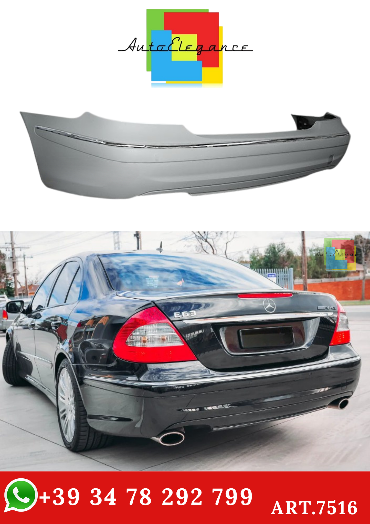 💫ART.7516 Paraurti Posteriore Look E63 AMG per MERCEDES W211 02-09 SEDAN💫
