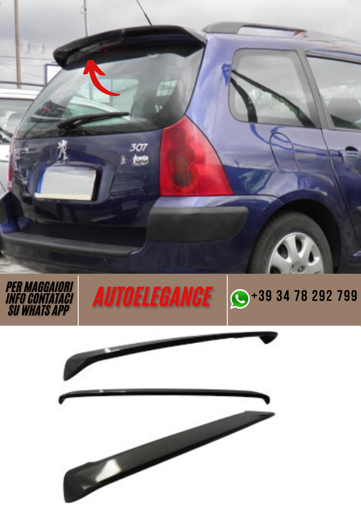 ❤️Tappo spoiler per PEUGEOT 307 SW Station Wagon❤️