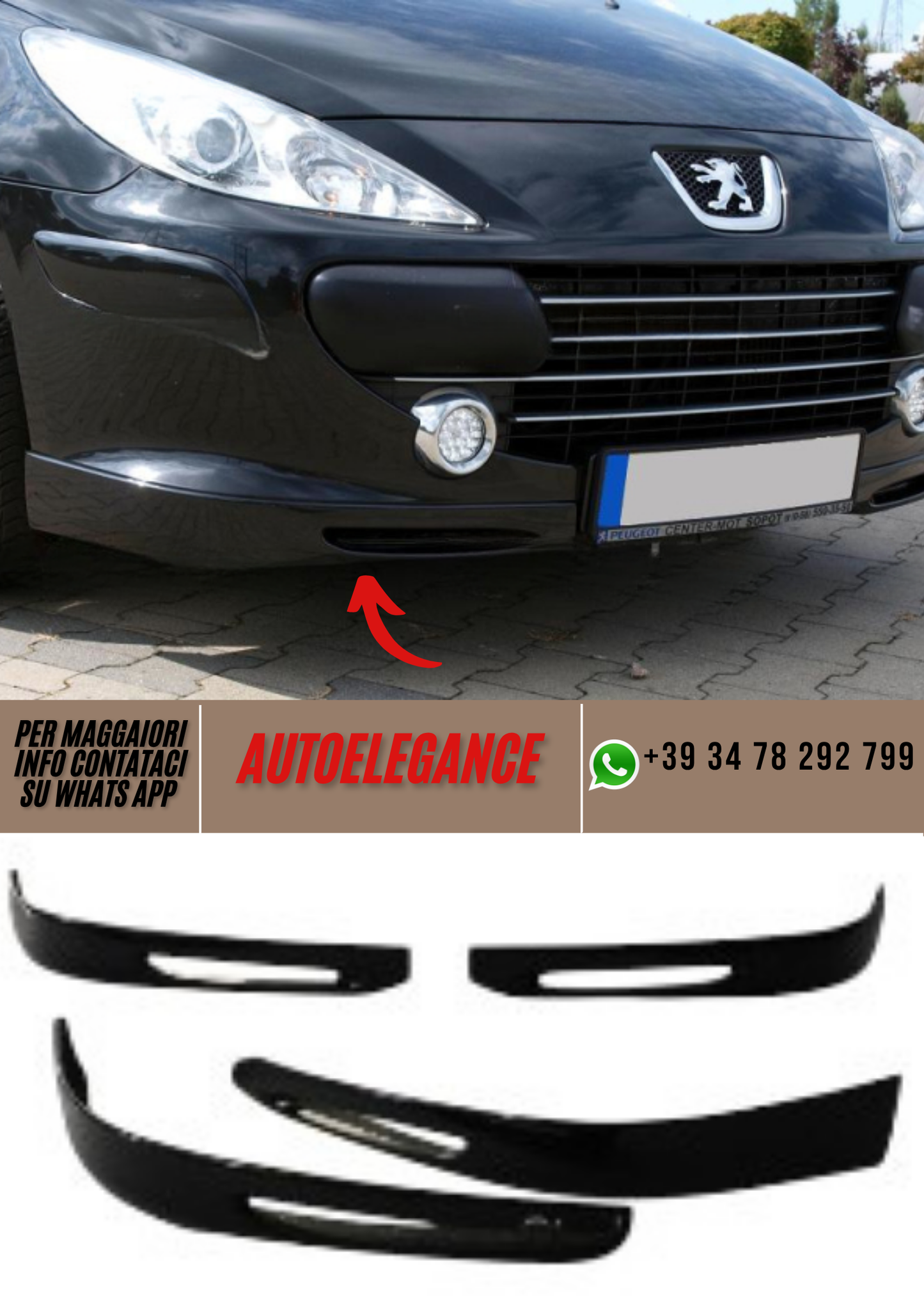 ❤️Spoiler paraurti anteriore 2 pezzi PEUGEOT 307 2005-2007❤️