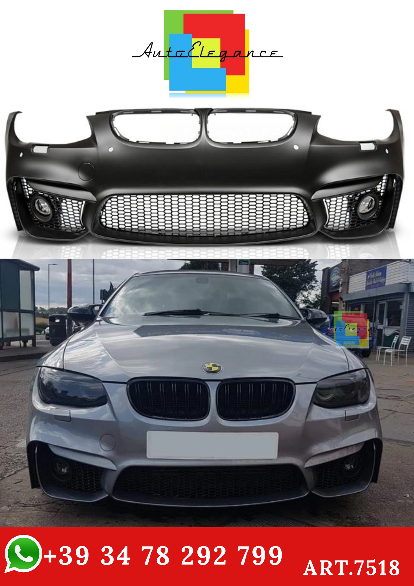 💫ART.7518 Paraurti Anteriore Look M4 per BMW E92 / E93 2010-2013 LCI💫