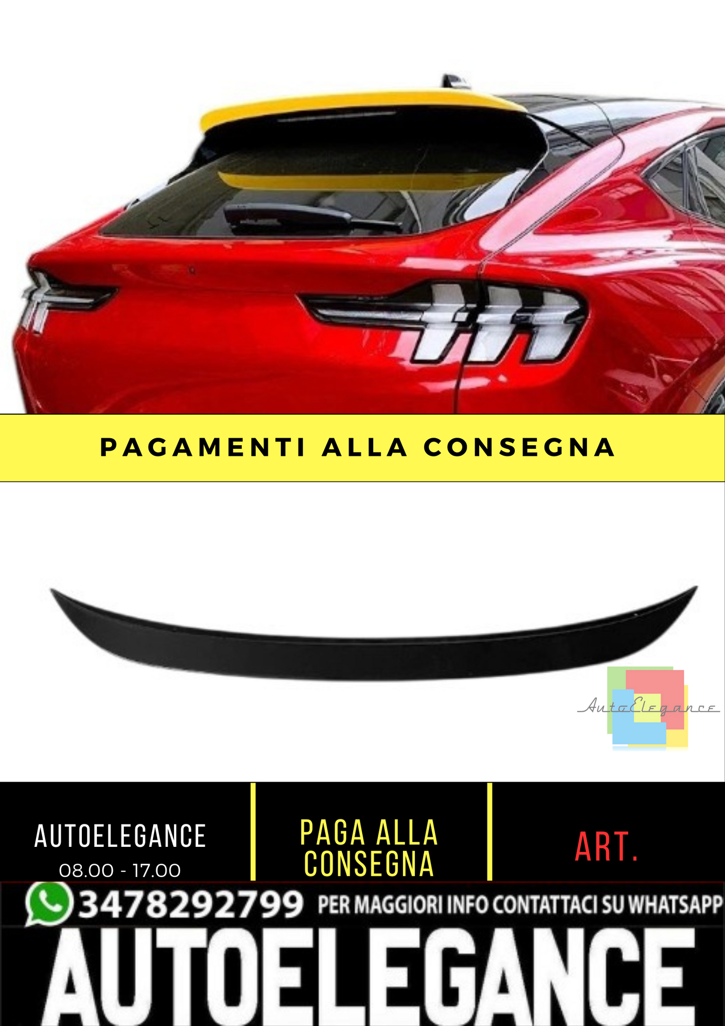 💕 Spoiler Tetto Nero Lucido per Ford Mustang Mach-E 2020+ 💕