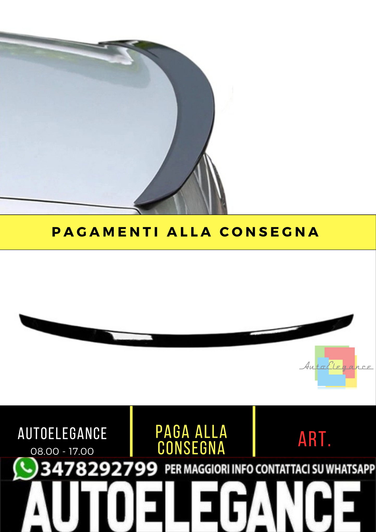 💕 Spoiler Posteriore Nero Lucido per VW Passat Berlina 2014–2022 | Lip Sport 💕