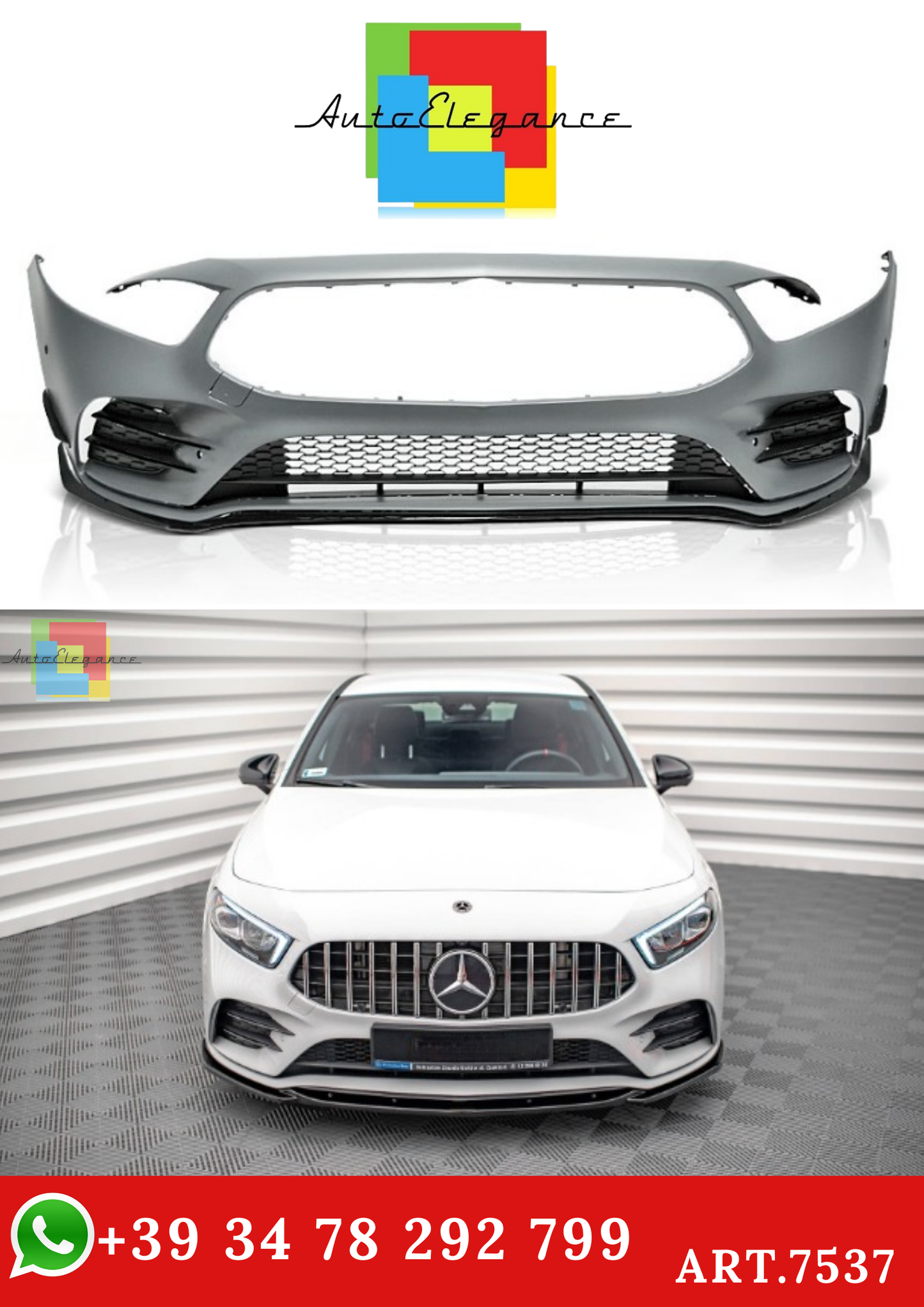 💫ART.7537 Paraurti Anteriore Con Foro per Telecamera per MERCEDES W177 18-23💫