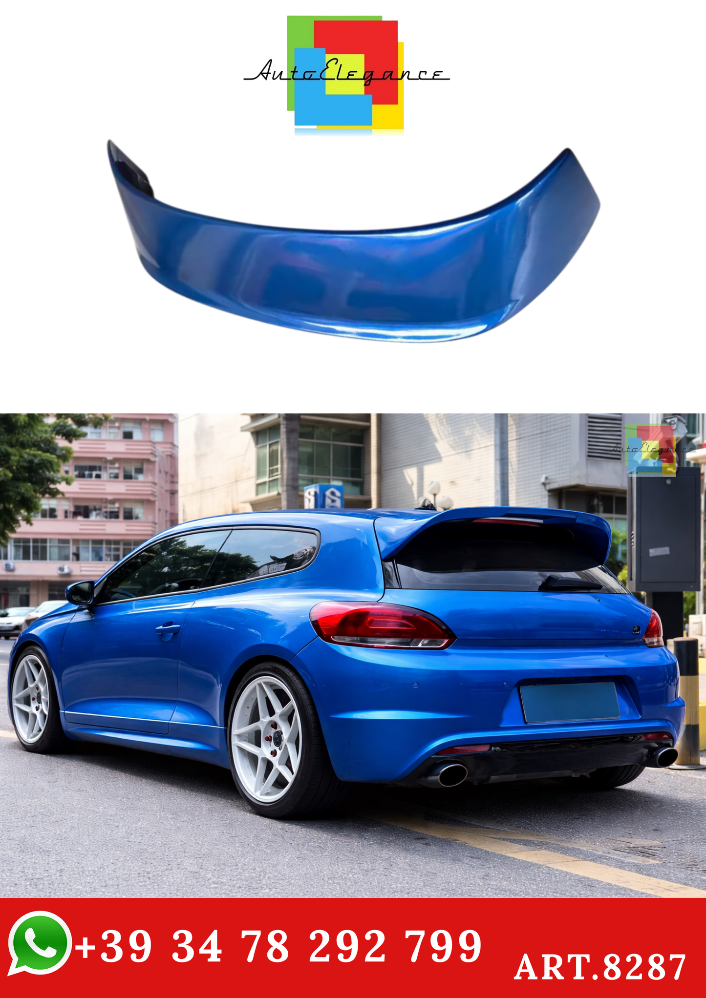💫ART.8287 Spoiler Posteriore (blu) per VW Scirocco Standard 2009-2014💫