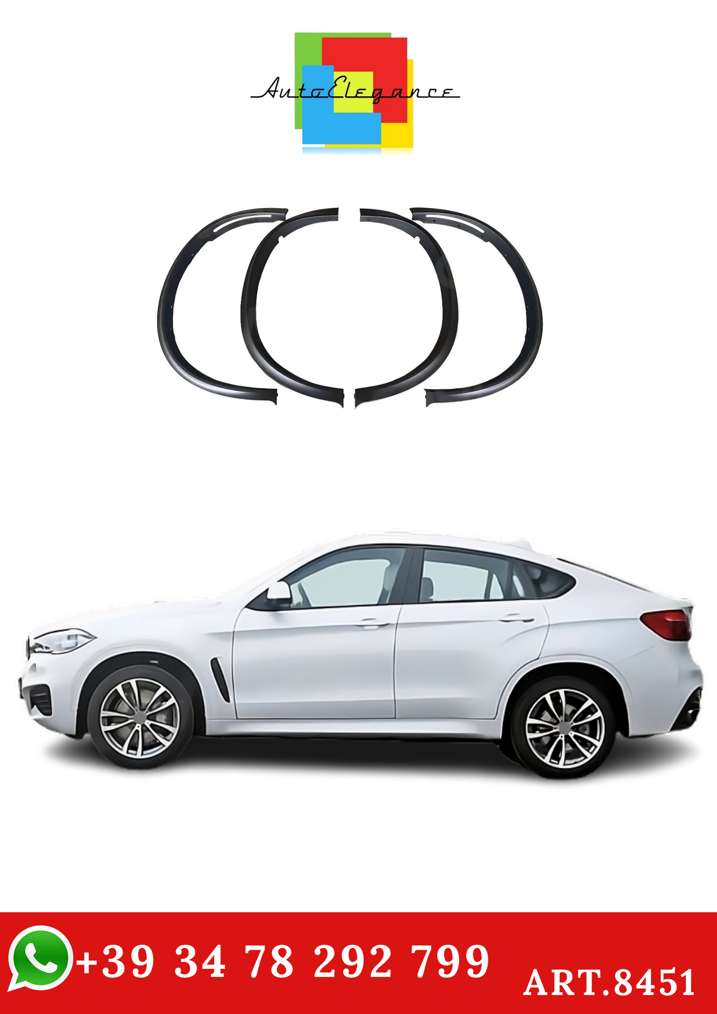 💫ART.8451 Parafanghi Allargati Nero Opaco  per BMW X6 X6M 2015-2018 💫
