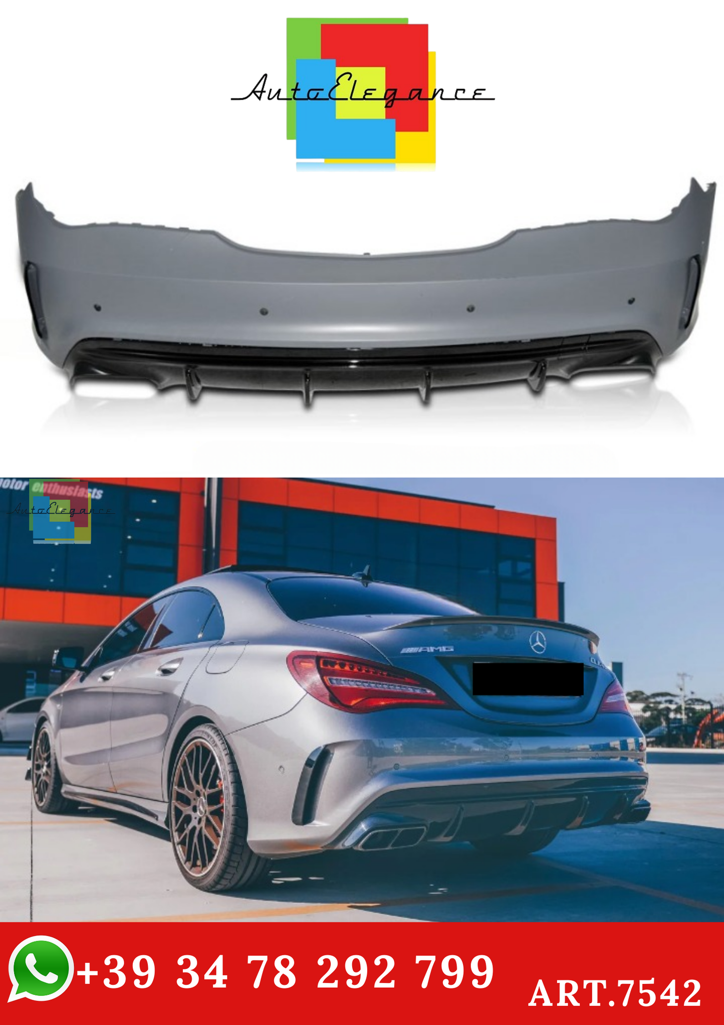 💫ART.7542 Paraurti Posteriore SPORT per MERCEDES CLA W117 13-19💫