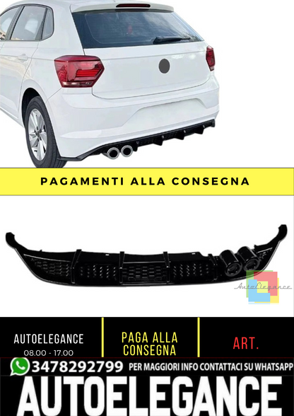 💕 Diffusore Posteriore Nero Lucido Stile GTI per VW Polo MK6 2017–2021 💕