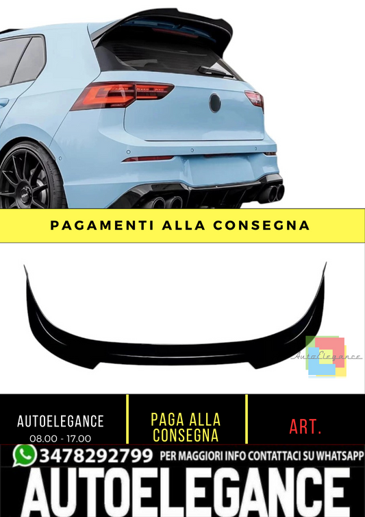 💕 Spoiler Tetto Nero Lucido Add-On per VW Golf MK8 R GTI GTD CS Clubsport 💕