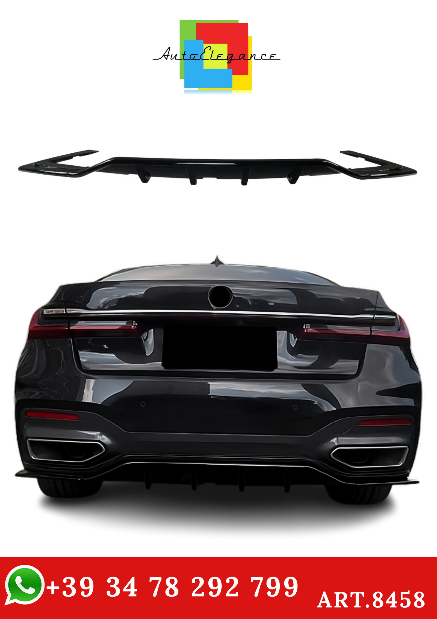 💫ART.8458 Diffusore Posteriore Nero Lucido per BMW Serie 7 G11 G12 M Sport 2019+💫