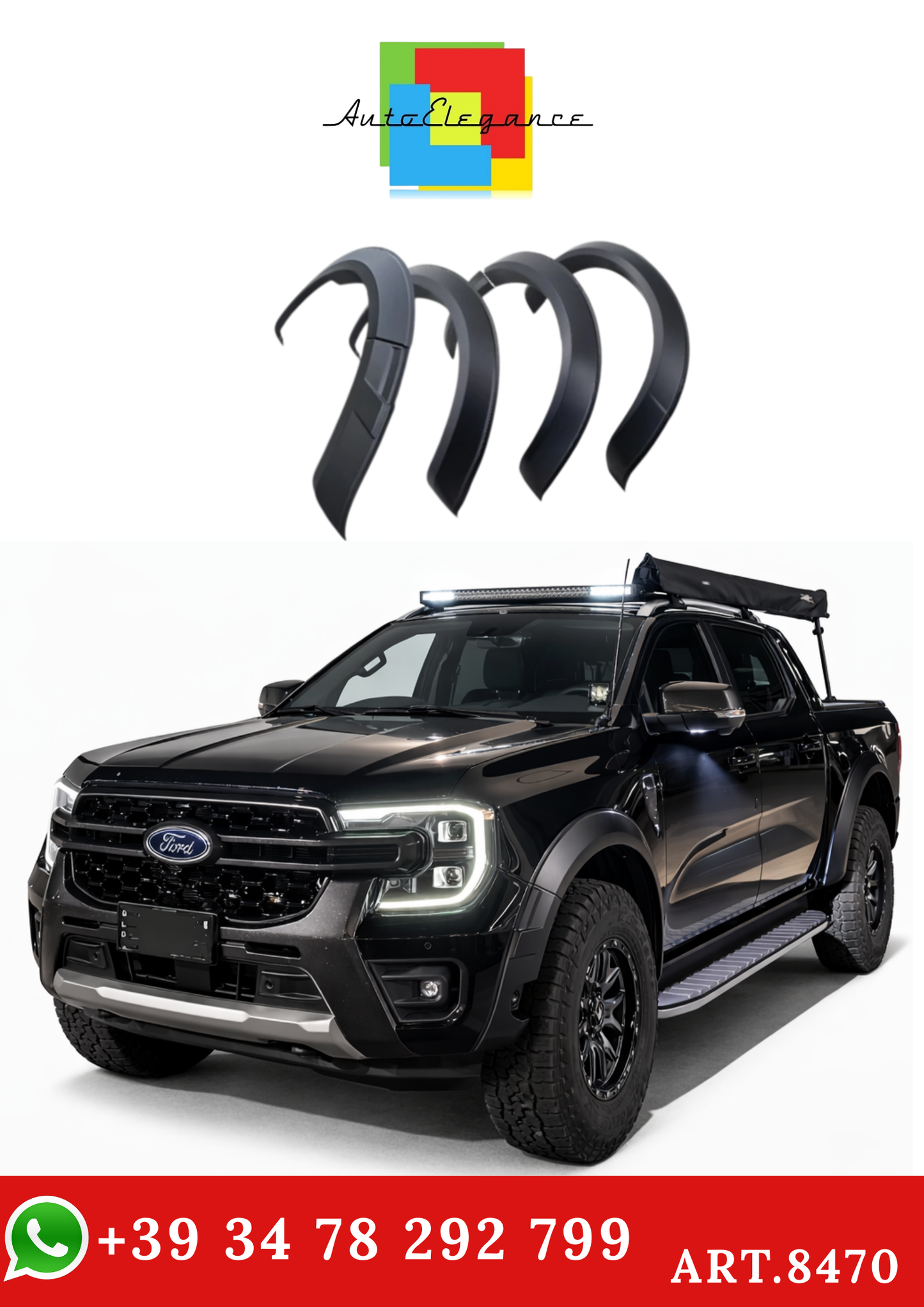 💫ART.8470 Parafanghi Allargati da 5'' per Ford Ranger NEXT-GEN T9 Wildtrak 2024+💫