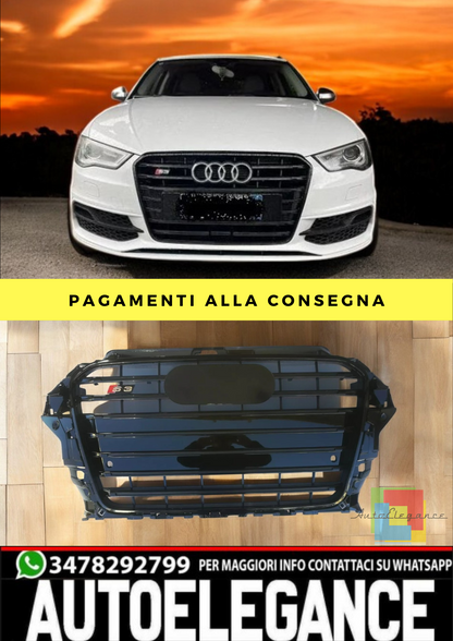 ⭐GRIGLIA ANTERIORE ADATTO PER AUDI A3 S3 8V 2012-2015 BLACK ⭐
