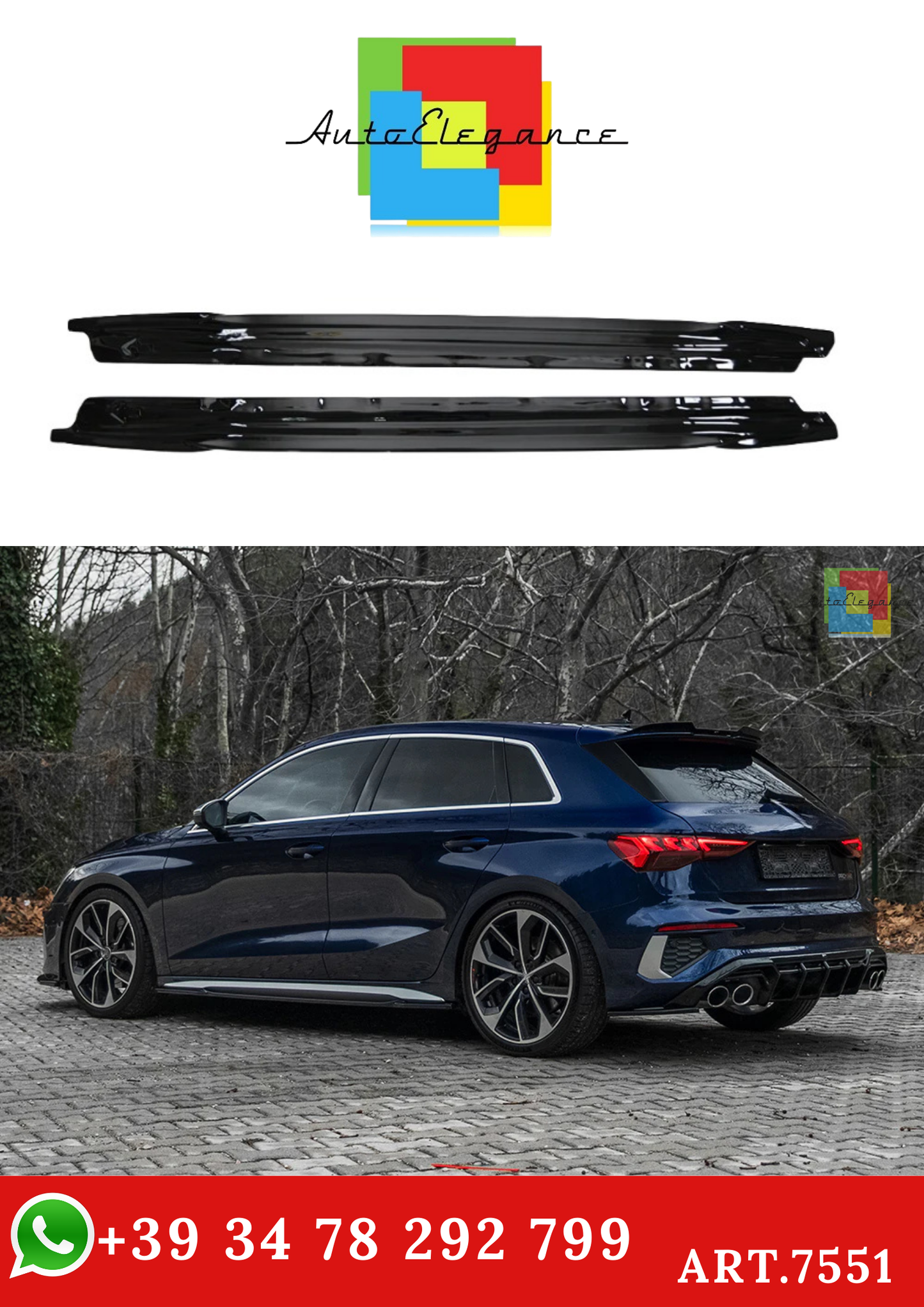 💫ART.7551 Sotto Minigonne AUDI A3 S-Line/S3 8Y (Sportback) Facelift 2025+💫