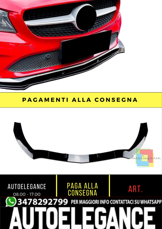 💕 Splitter Anteriore Nero Lucido per Mercedes CLA W117 Base 2017–2019 💕