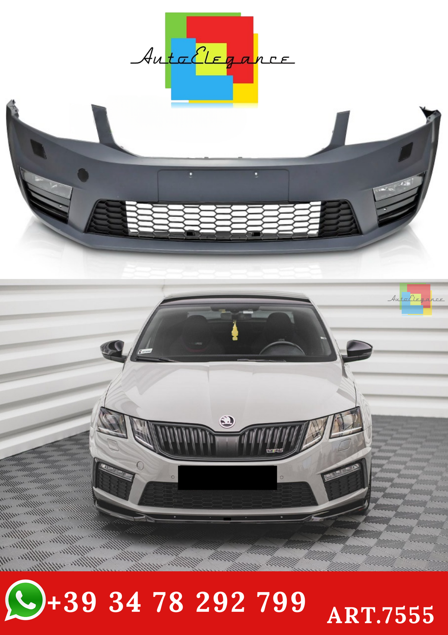 💫ART.7555 Paraurti Anteriore SPORTIVO per SKODA OCTAVIA III 2012-2016💫