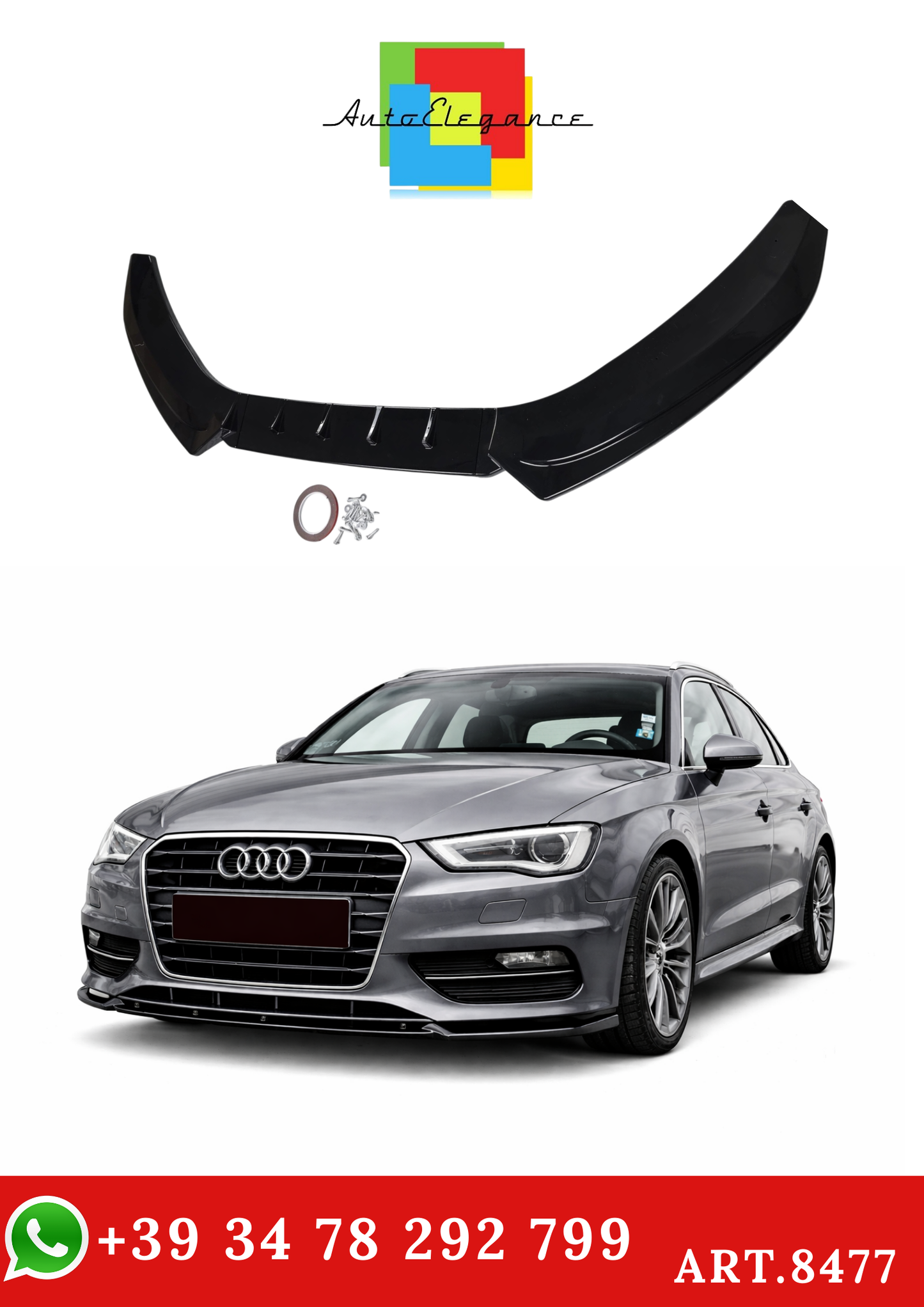 💫ART.8477 Splitter per Audi A3 S3 8V S-line Stile Maxton 2013-2016 💫