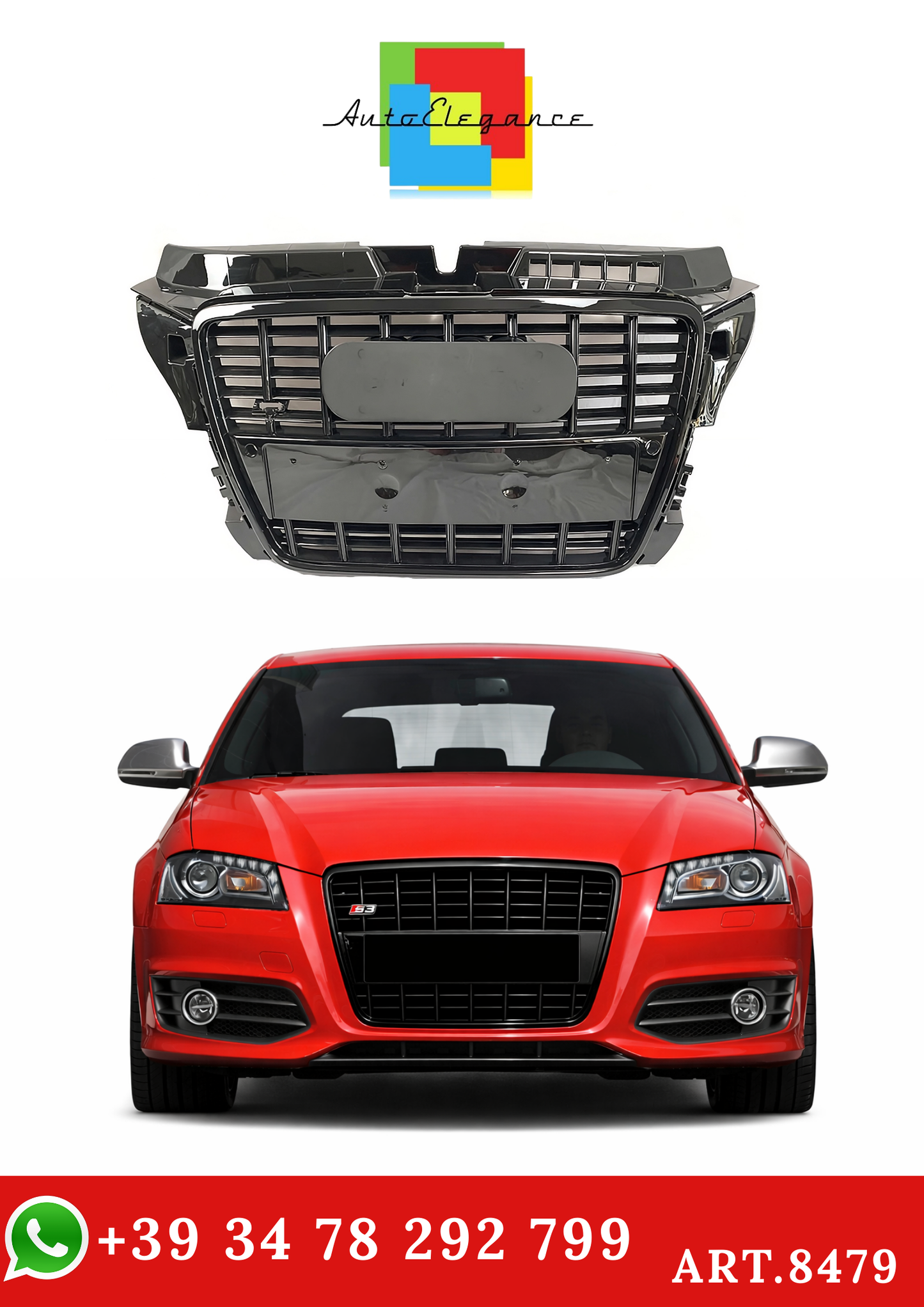 💫ART.8479 Griglia Anteriore Stile XVIP per Audi A3 8P Facelift 2008-2012💫