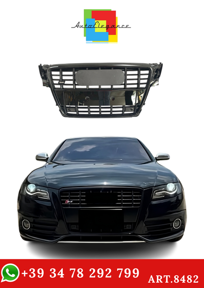 💫ART.8482 Griglia Anteriore Nero Lucido / Cromato stile S4 per Audi A4 09-12💫