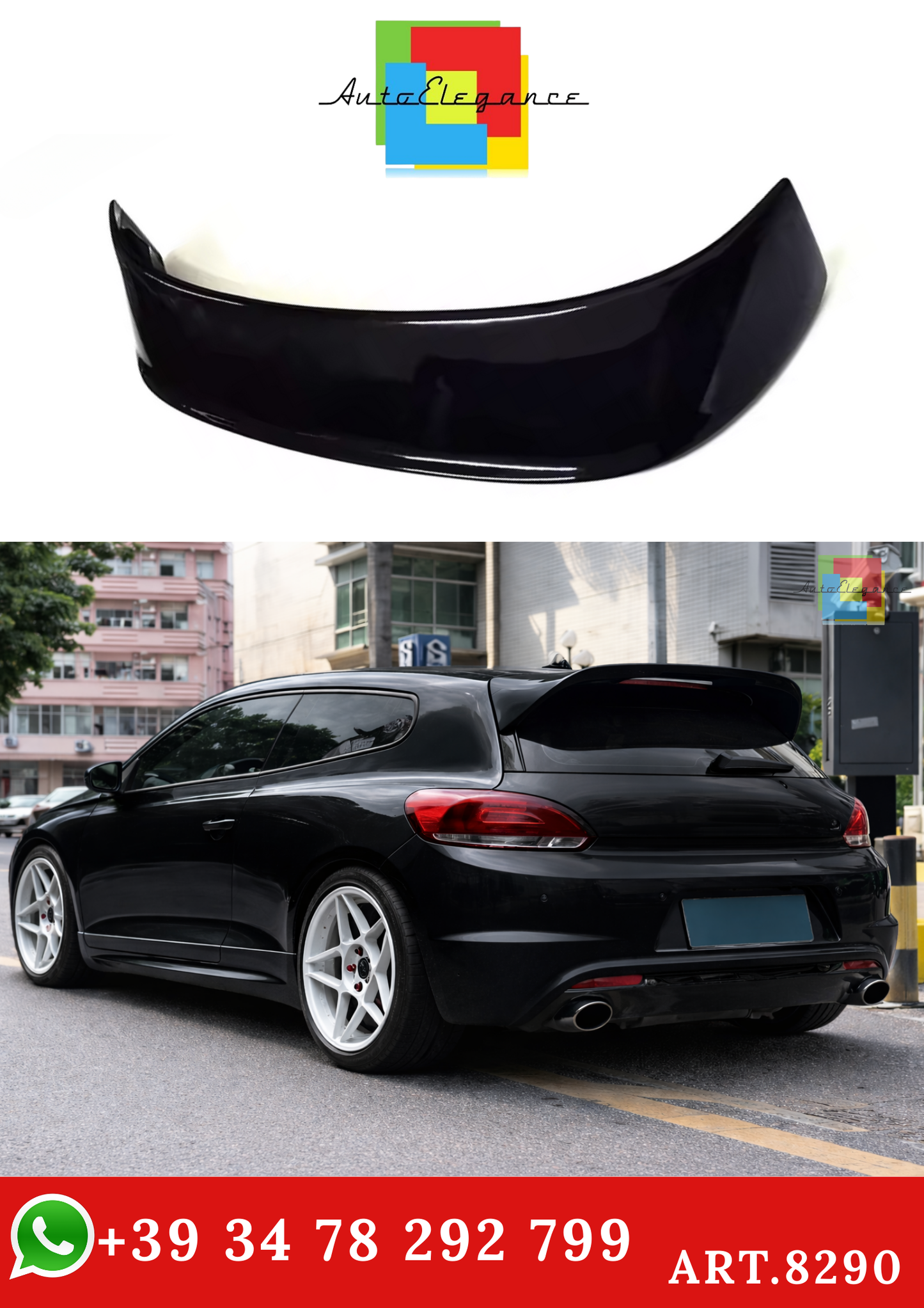 💫ART.8290 Spoiler Posteriore (Nero) per VW Scirocco Standard 2009-2014💫
