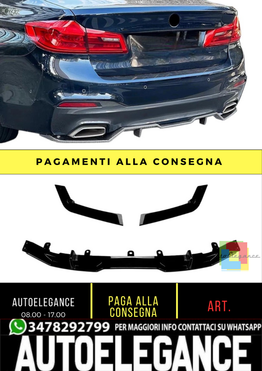 💕 Diffusore Posteriore Nero Lucido Quad per BMW Serie 5 G30 M Sport 💕