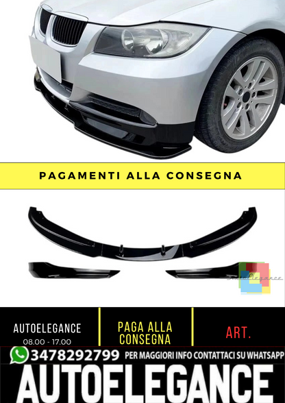 💕 Splitter Anteriore Nero Lucido per BMW Serie 3 E90/E91 PRE-LCI NON M Sport 💕