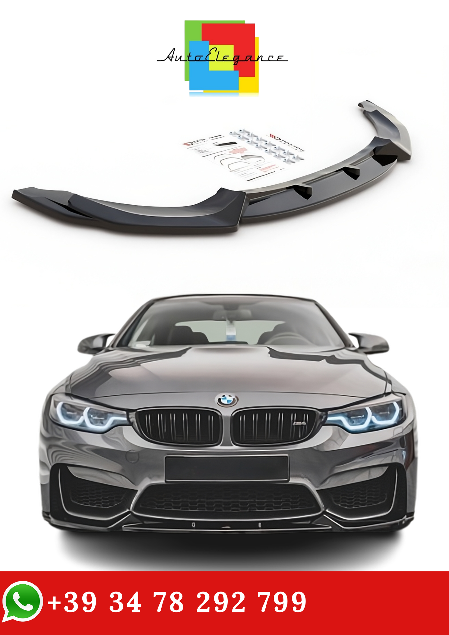💫Splitter Anteriore Street+ adatto per BMW M4 F82 nero lucido💫