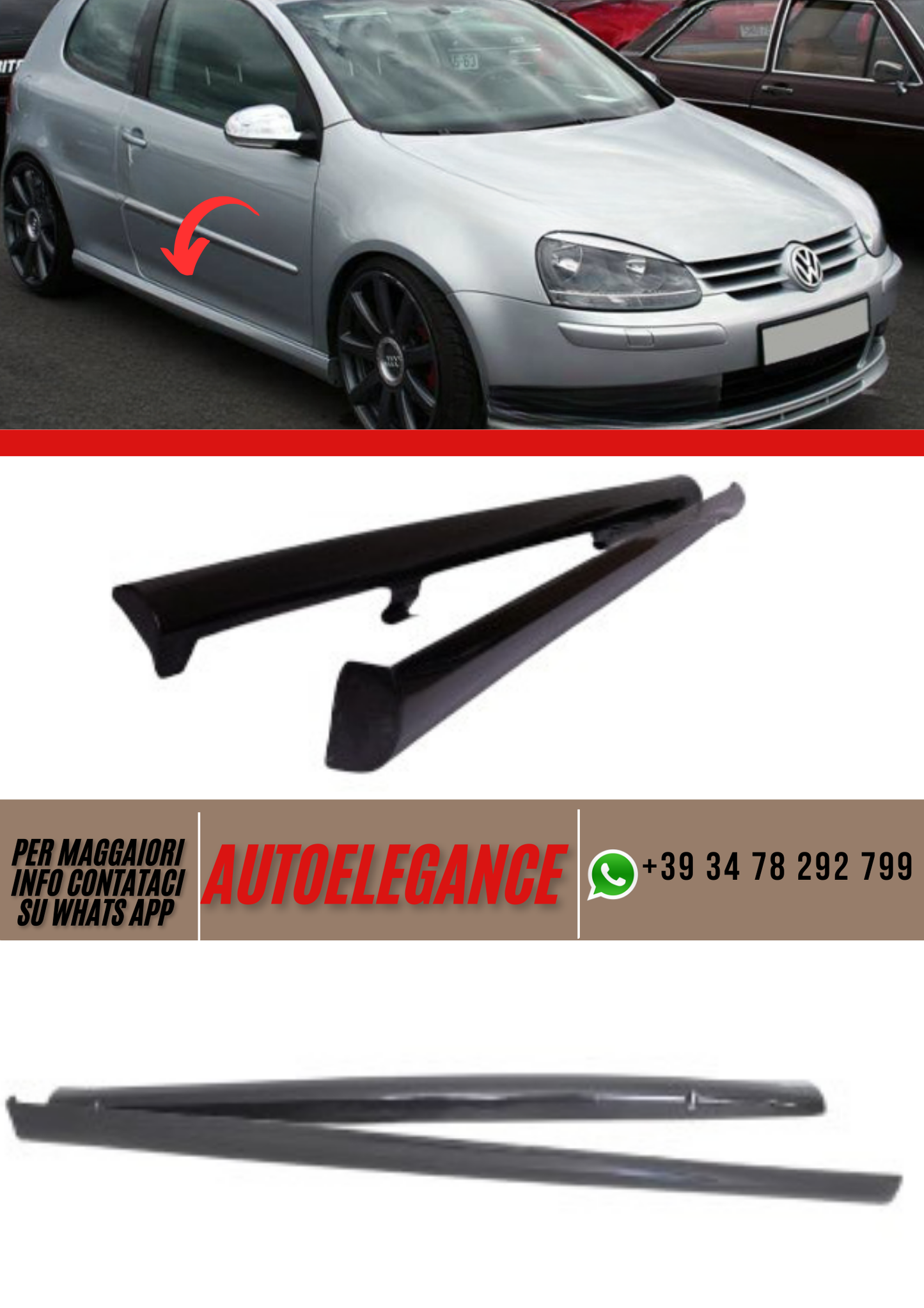 ❤️Minigonne laterali spoiler  ADATTO PER VW GOLF V  ❤️
