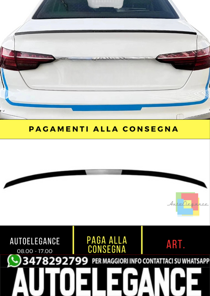 💕 Spoiler Nero Lucido Stile S4 per Audi A4 B9 Berlina 2016+ | Body Kit 💕
