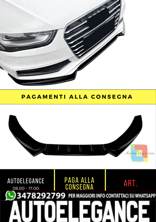 💕 Splitter Anteriore Nero Lucido per Audi A4 S4 B8.5 S Line 2013–2016 💕