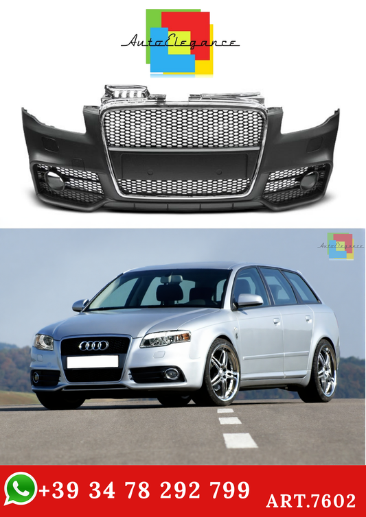 💫ART.7602 Paraurti Anteriore Look S4 Cromato Nero per AUDI A4 04-08💫