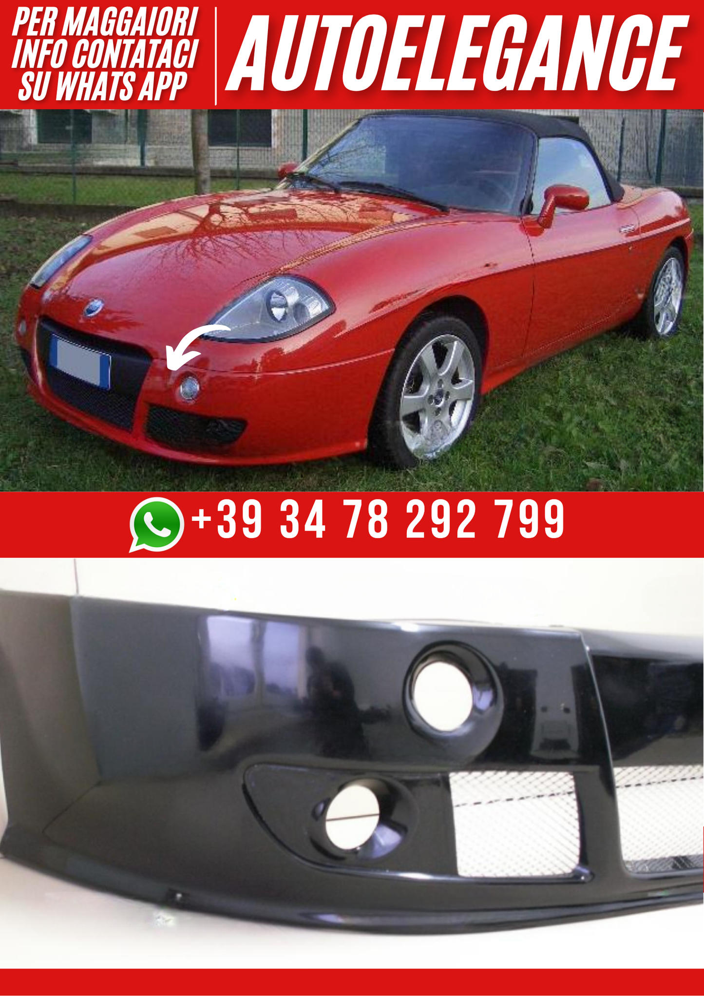 Paraurti anteriore compatibile con Fiat Barchetta 1995-2006