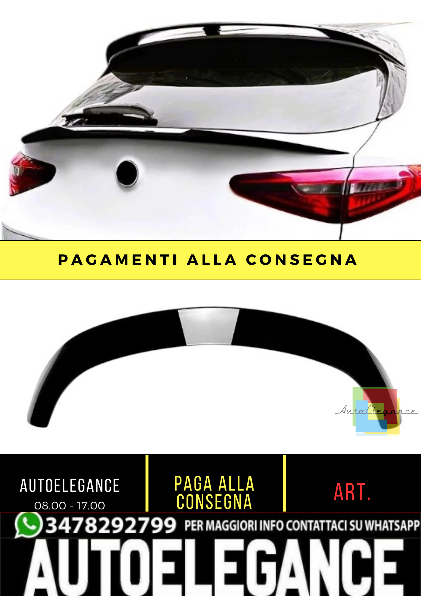 💕 Spoiler Tetto Nero Lucido per Alfa Romeo Stelvio 2017+ | Body Kit 💕