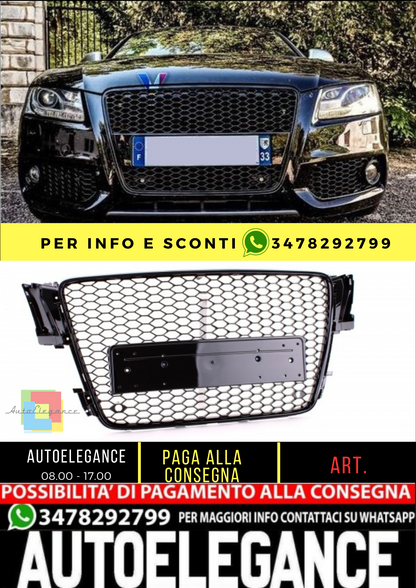 💥1045140 GRIGLIA ANTERIORE ADATTO PER AUDI A5 07-11 LOOK RS5 NERO LUCIDO💥