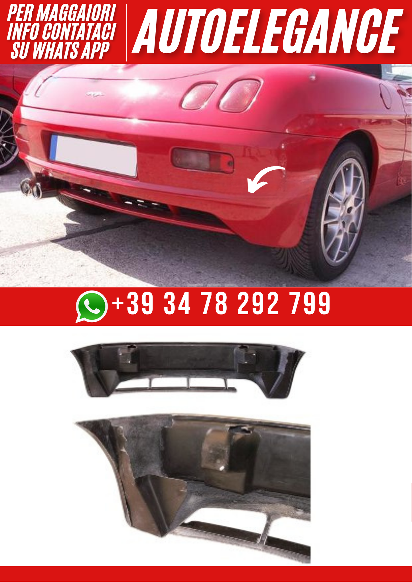 ❤️Paraurti Posteriore compatibile con FIAT Barchetta 1995–2004❤️