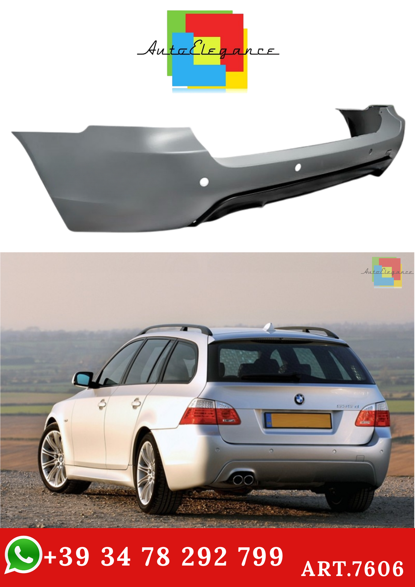 💫ART.7606 Paraurti Posteriore Look M-TECH per BMW E61 2003-2007 TOURING💫