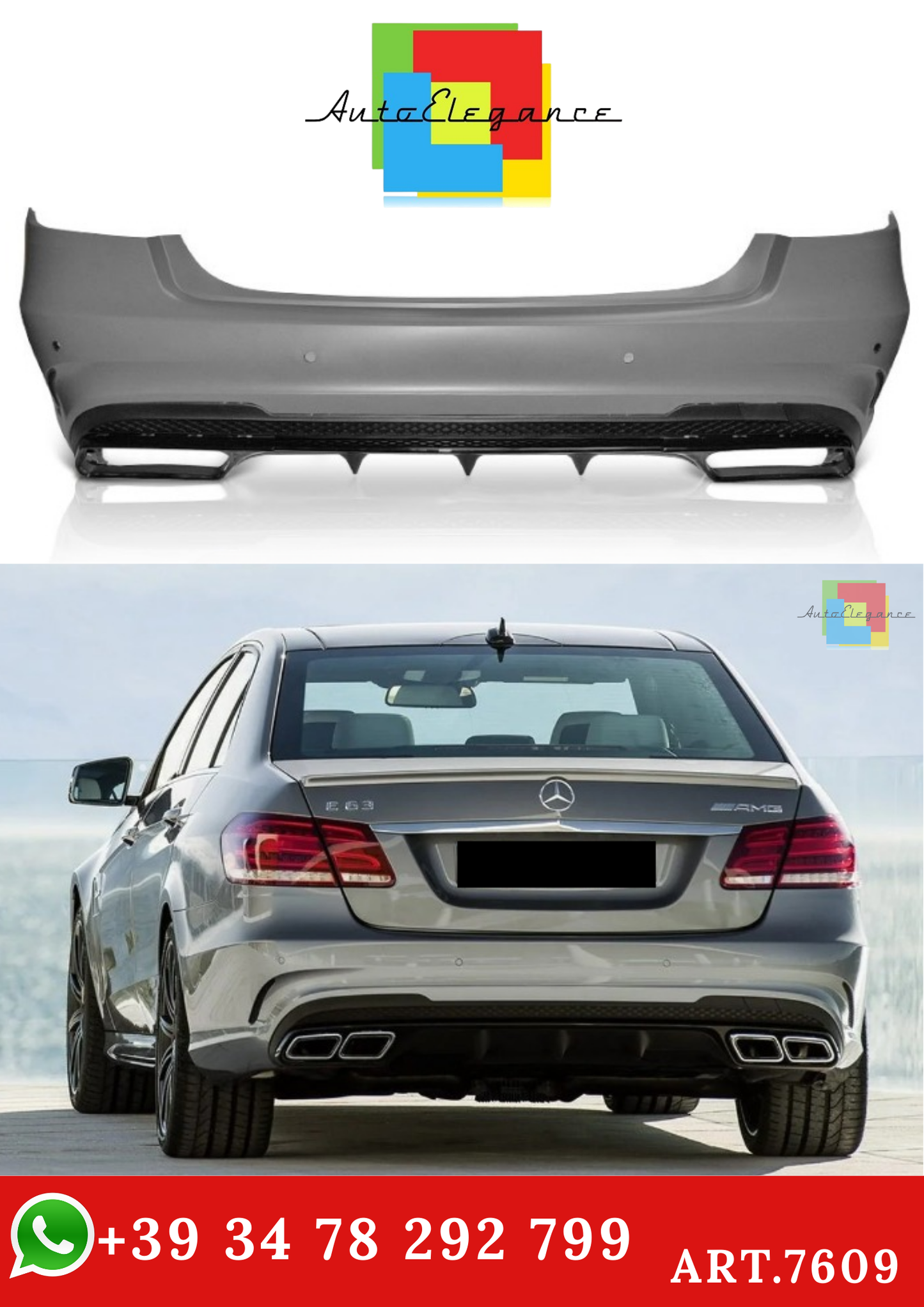 💫ART.7609 Paraurti Posteriore Stile E63-S per MERCEDES W212 13-16 4D💫