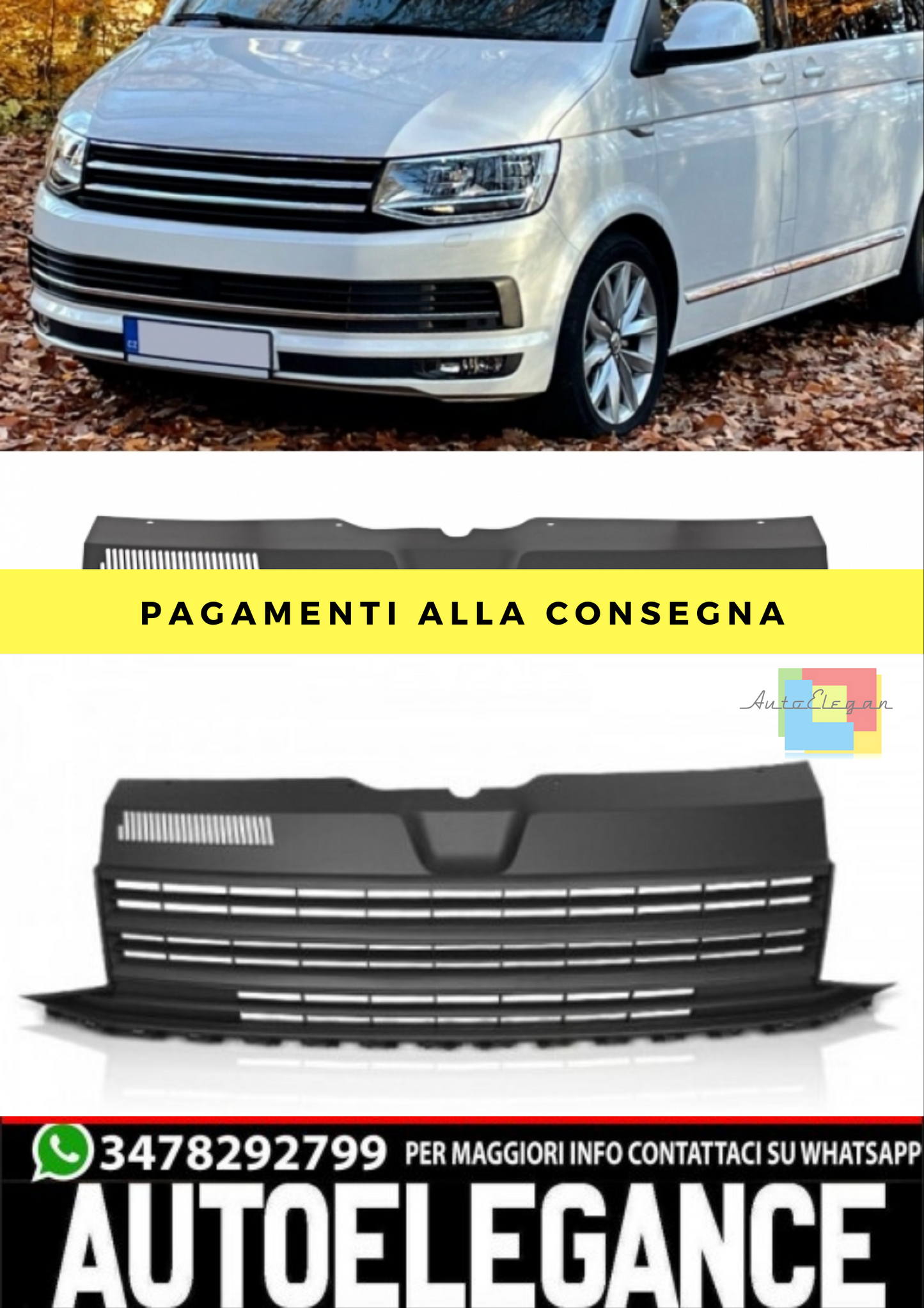 GRIGLIA CROMATA NERA adatta VW T6 15-19