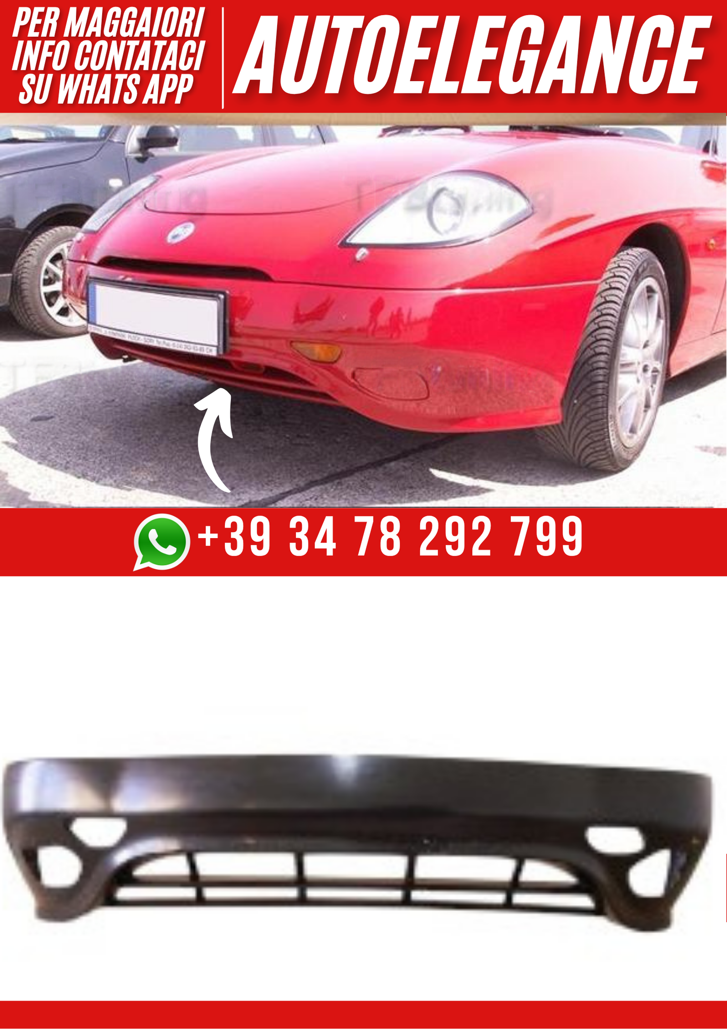 ❤️Paraurti Anteriore Sportivo Compatibile con FIAT Barchetta 1995–2004❤️