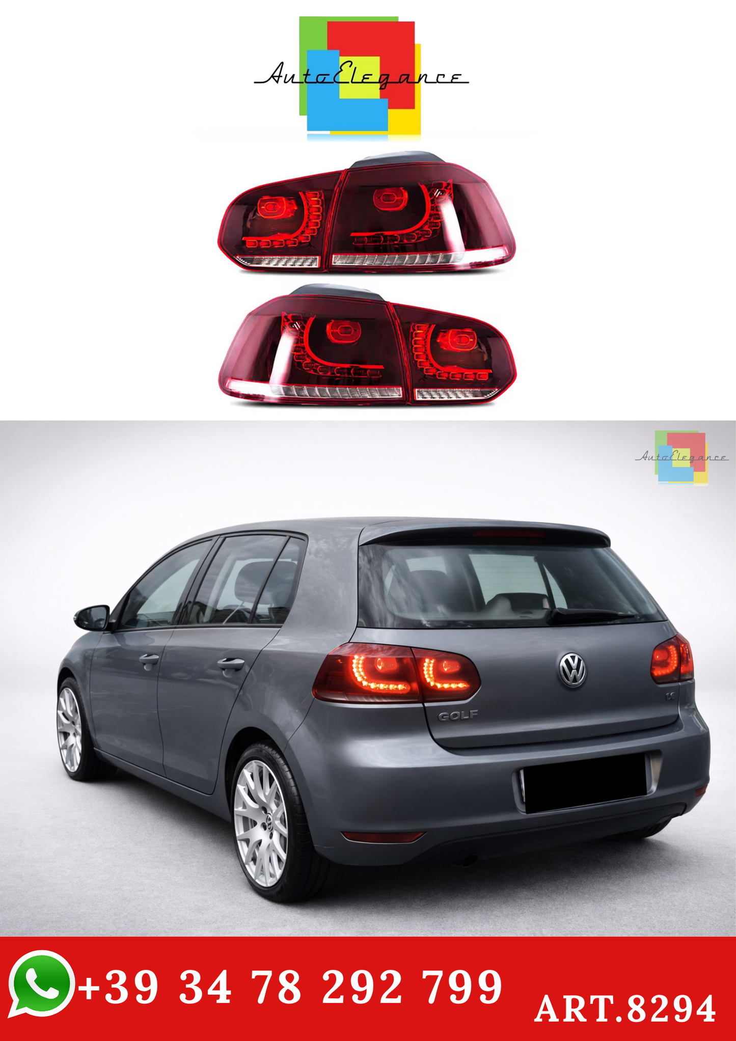 💫ART.8294 Fanali Posteriori rosso trasparente / fumatore / fumatore rosso per VW Golf 6💫